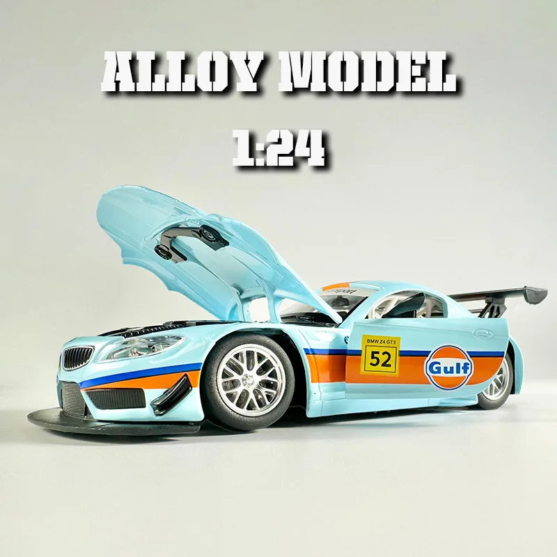 

1:24 CCG Alloy Z4GT3 Модель спортивного автомобиля, крутой звук и свет, имитация интерьера, изысканные настольные украшения, рождественские подарки