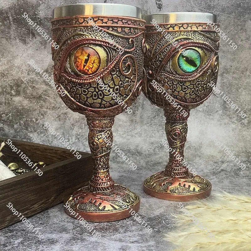 Holy Grail Decorative Longan Goblet Personality Bar Vintage Mug Demon's Eye Ice Fire Tree of Life Cocktail Mug