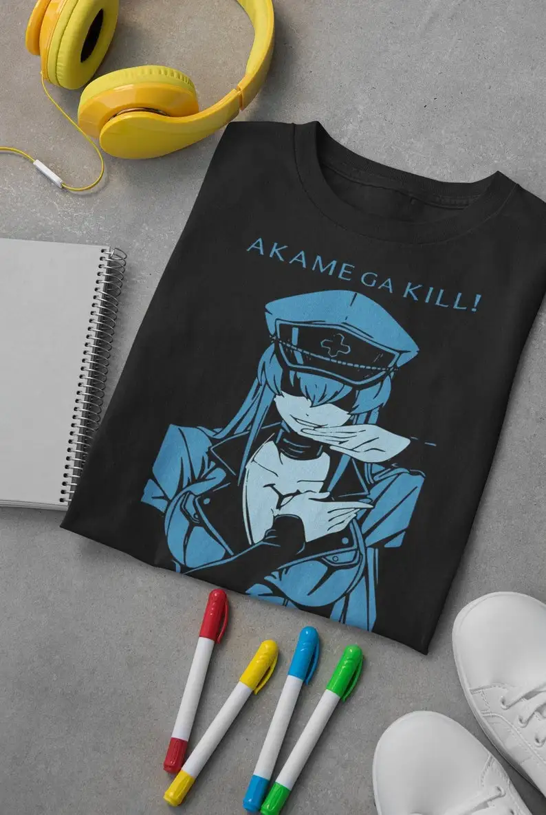 Camiseta de Anime Unisex Akame Ga Kill Esdeath, camisa de Manga Waifu