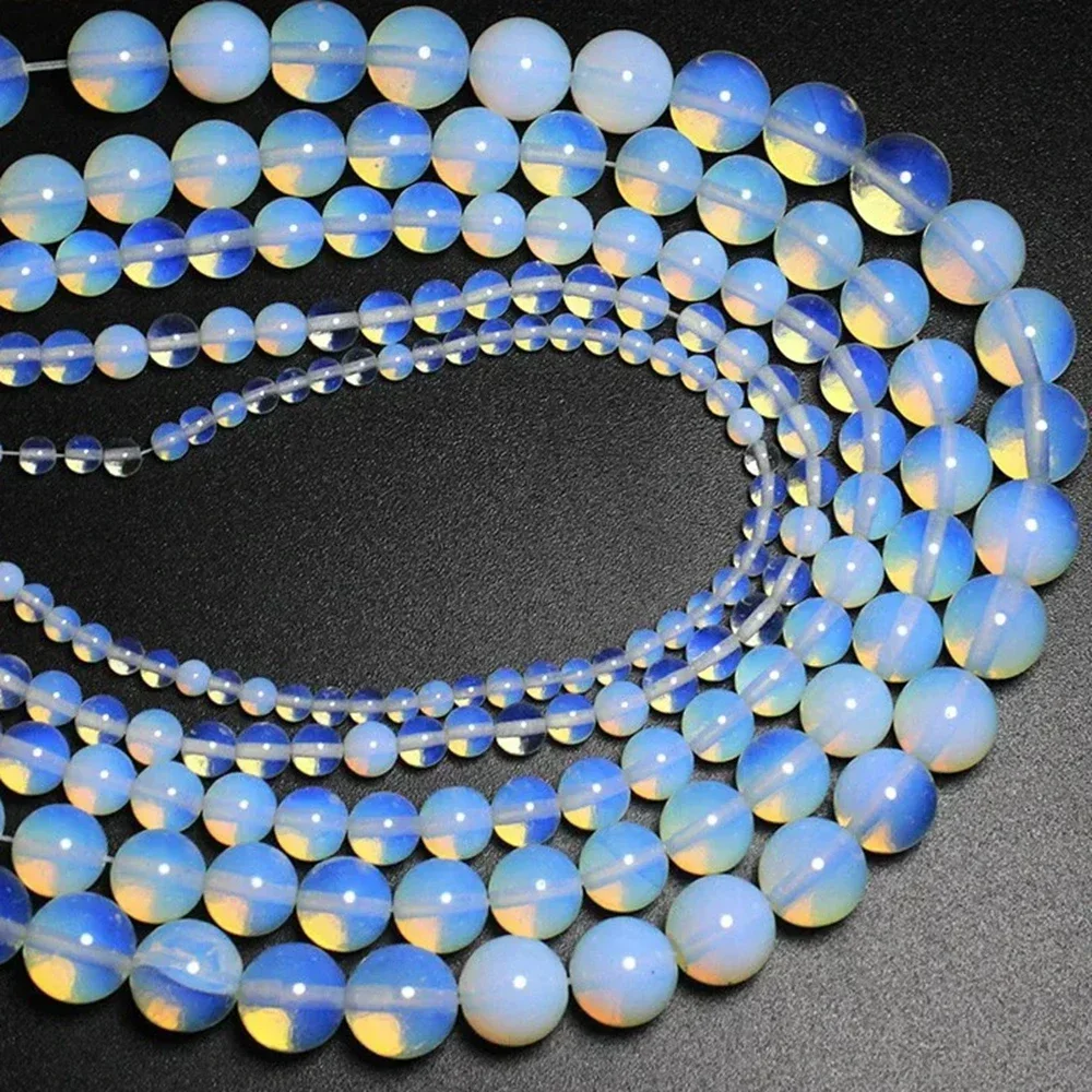 wholesale DIY Round Opal Natural Stone Beads For Jewelry Making DIY Necklace Bracelet  Material 4 6 8 10 12 mm Strand 15''