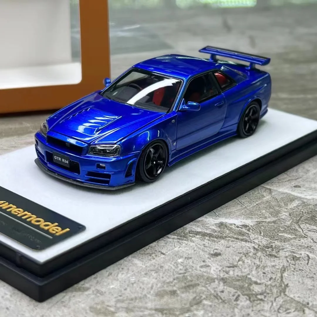 PGM 1:43 GTR R34 Z TUNE viene con motor de aleación, modelo de coche completamente abierto, regalo de colección terminado a pequeña escala