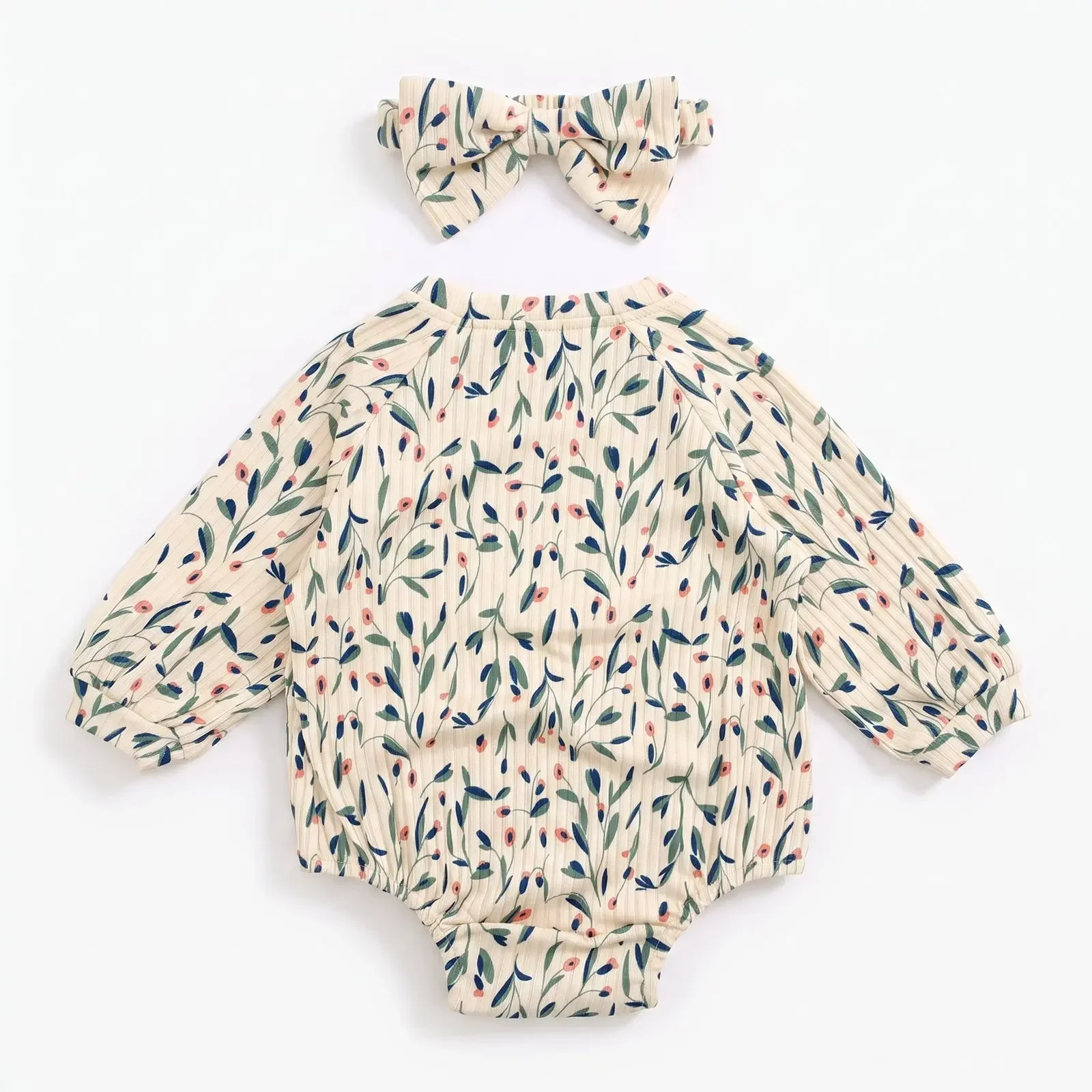 Herbstkleidung für Säuglinge, Blumenmuster-Strampler mit Stirnband, Prinzessinnen-Baby-Bodysuits – Detail 6