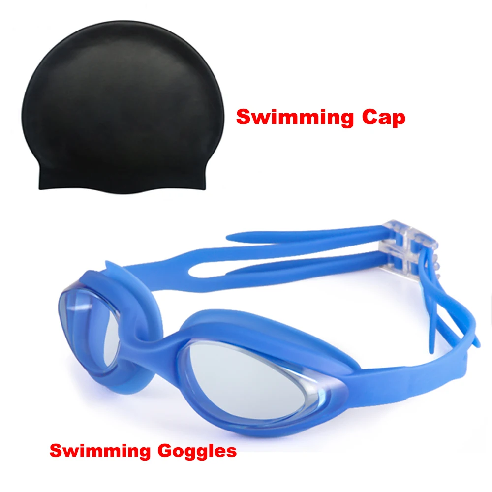 

Swimming Goggles Cap Adult HD Anti-fog Swimming Goggles Set Waterproof Silicone Swim Glasses Anti-UV Swim Eyewear