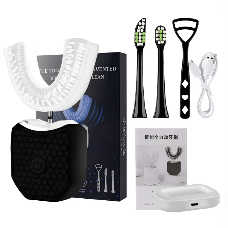 Best-selling teeth whitening lamp U-shaped sonic wireless toothbrush 360° ultrasonic lazy electric silicone toothbrush