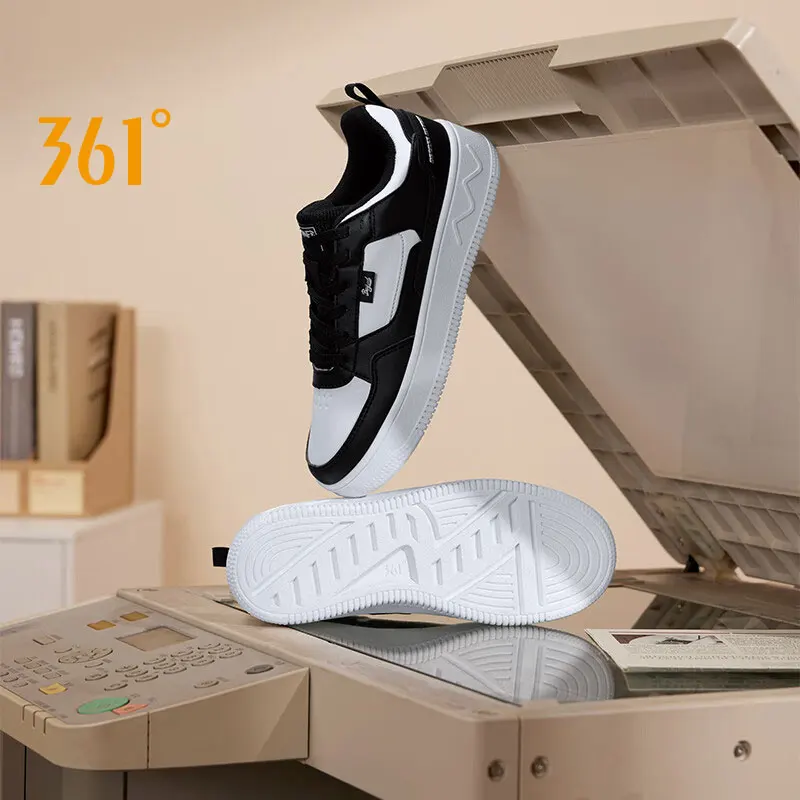 361 Degrees Women Casual Shoes Autumn Leather Surface Thick-soled Shock-Absorbing Lightweight Leisure Female Sneakers 682446617