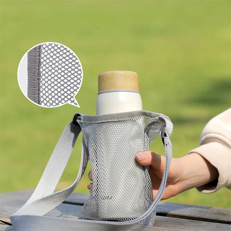 With Retractable Strap Water Cup Bag Useful Mesh Cup Accessories Cup Sleeve Pouch Umbrella Storage Visible Bag Outdoor Camping