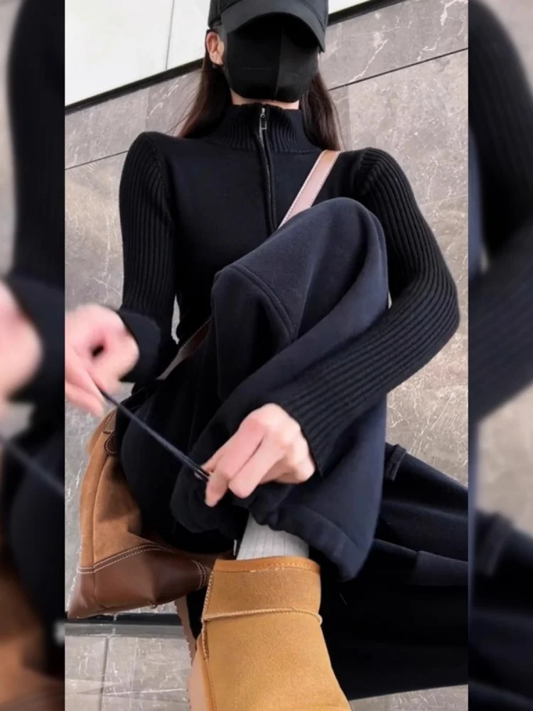 

K Синие широкие спортивные брюки на подкладке Fce, женские осенне-зимние новые прямые брюки-бананы, утягивающие брюки с ножом