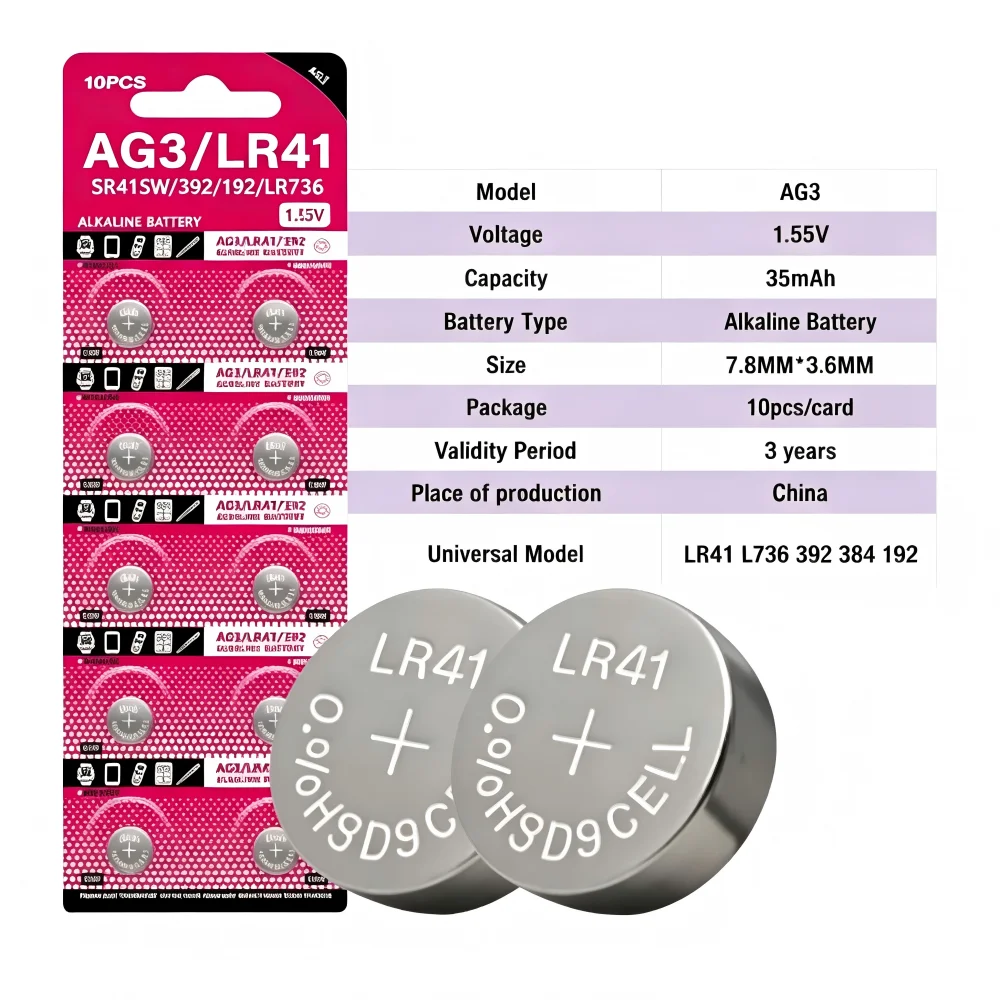 10-150PCS AG3 LR41 392 SR41 192 L736 384 1.5V Alkaline Button Coin Replacement Battery For Mini Flashlights Toys Watches