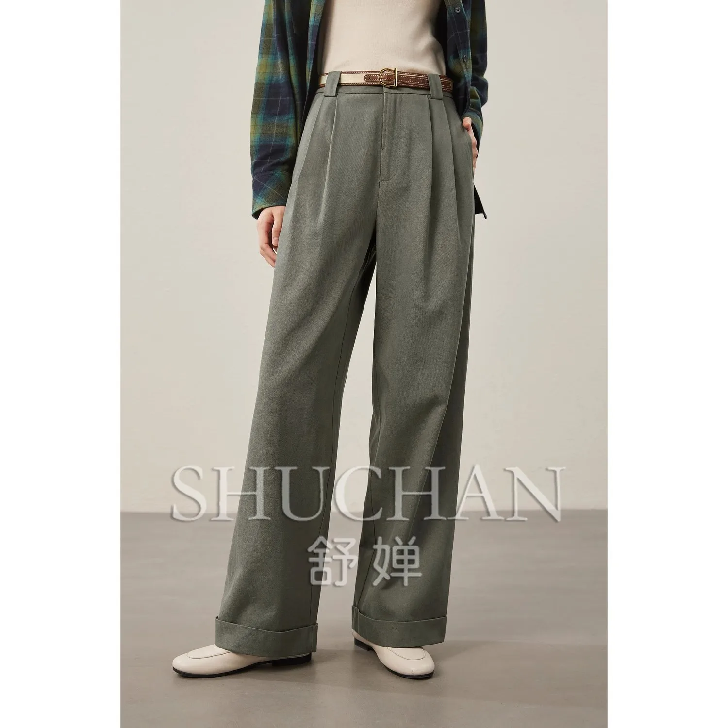 2025 Loose Straight Pants with Belt Female Spring Trousers Women  Pantalon Pour Femme  Streetwear Women