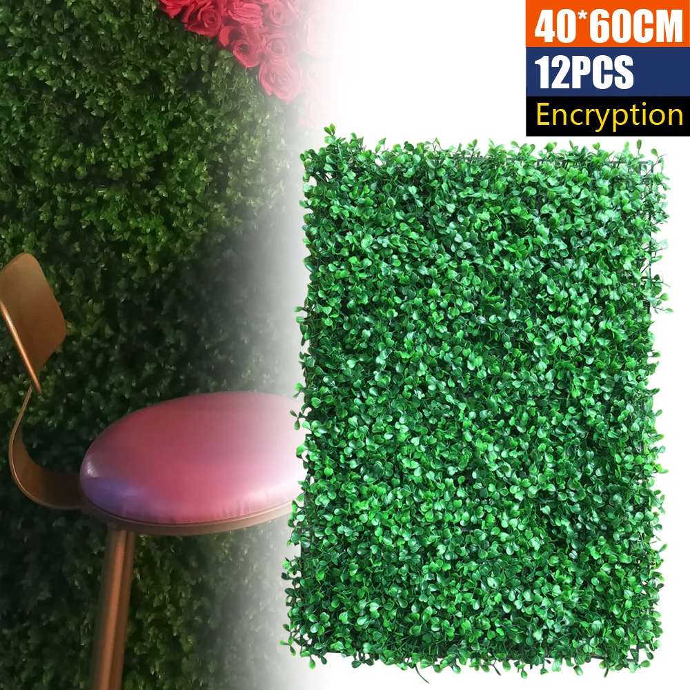 Imagem -03 - Decoração de Hedge Artificial de Alta Densidade Painel de Cerca de Laços Tapete de Grama Decoração da Parede do Quintal do Jardim 40x60cm 12 Pcs