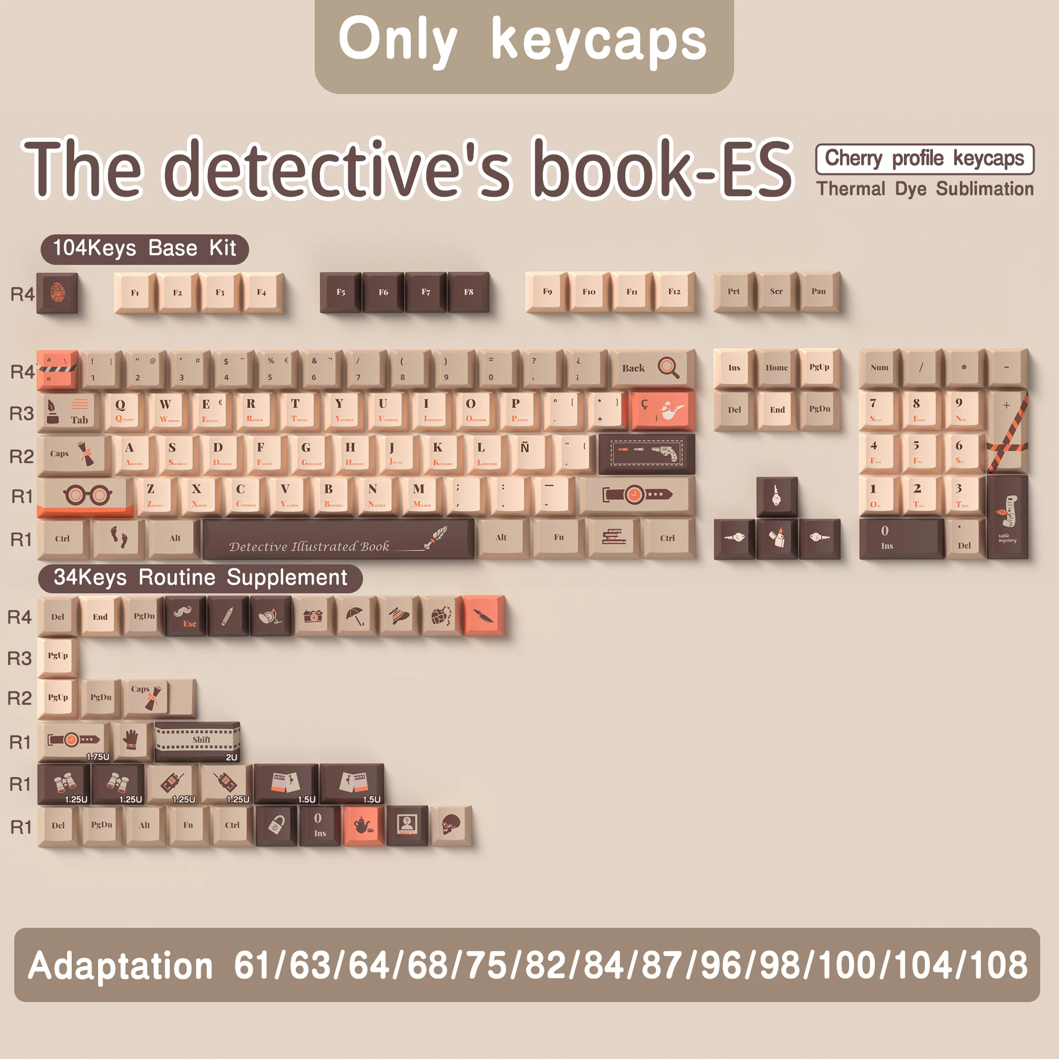 Duits/Spaans/Frans/Russisch/Abnt 2/Uk/Koreaanse Keycaps Cherry Profile Pbt Keycaps Dye-Sub Voor Mechanische Keyboard Detective Iso