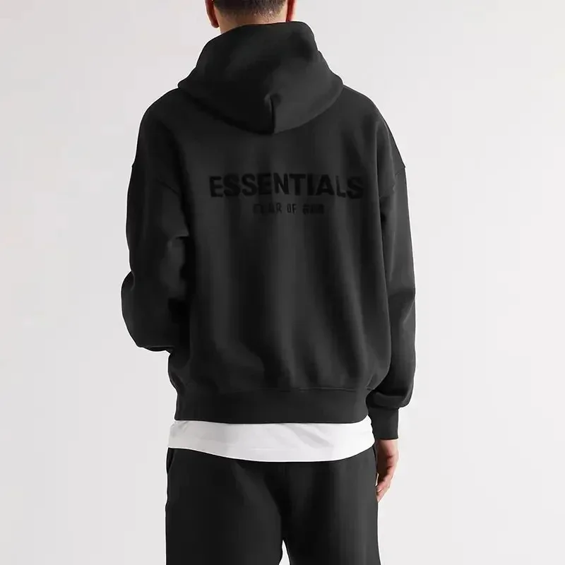 High Version FOG Season 8 ESS Double Line American High Street Loose Sweater Back Flocking Printed Hoodie Men and Women