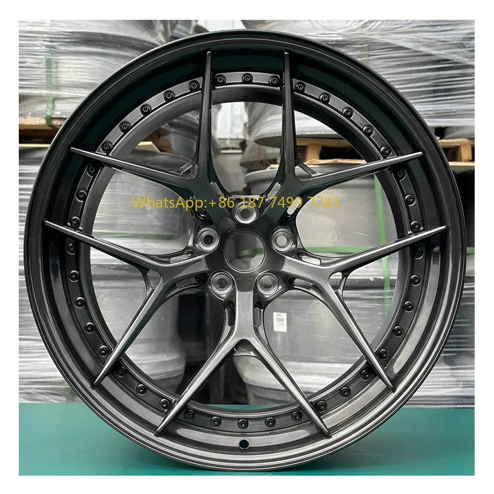 

16-24 Inch Forged Multi-Spoke Aluminum Alloy Wheel 2-Piece 5x112 5x114.3 5x120 Hub Brushed Silver for Passenger Car Wheel
