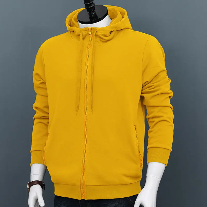 

2022 Men Spring Autumn New Solid Color Hoodies Coats Male Long Sleeve Zipper Sweatshirts Male Casual Hoodie Streetwear G306