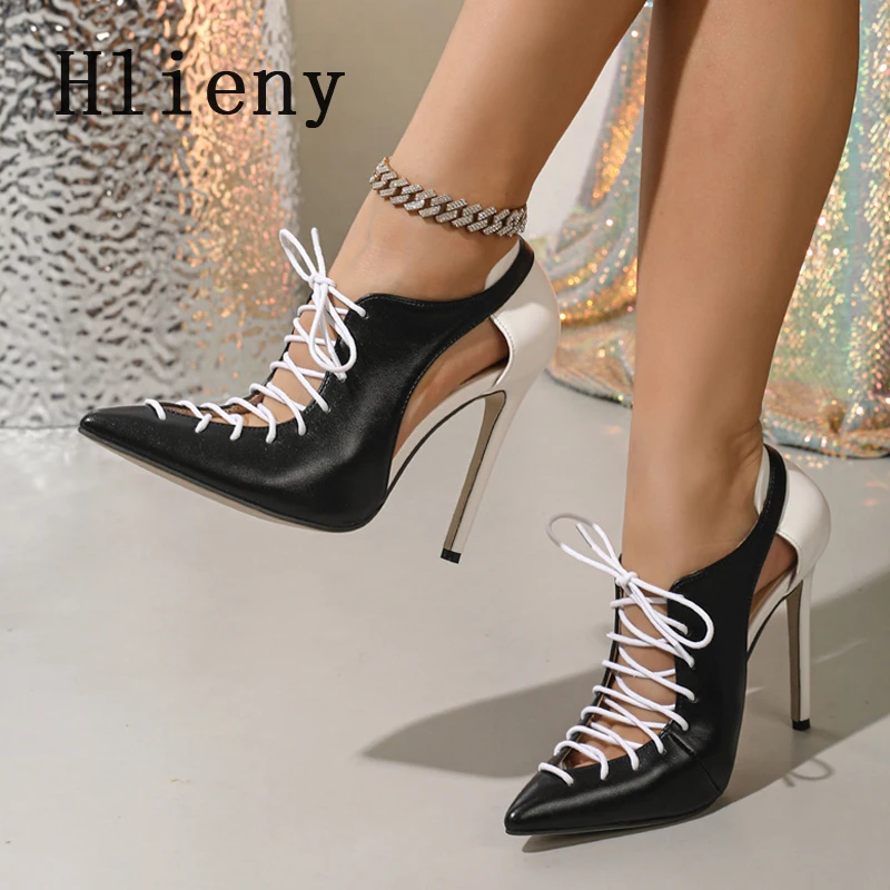 

Hlieny Design Pointed Toe Women Pumps Lace-up High Heels Sexy Stiletto Heel Shoes Wedding Banquet Dress Shoes Zapatos Mujer