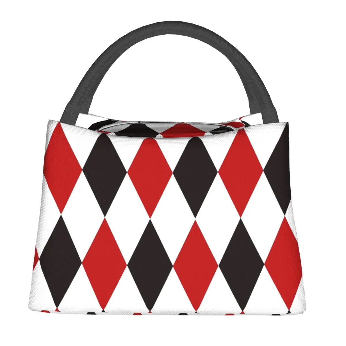 Harlequin Plaid Playing Cards Diamond Insulated Lunch Bag for Women Kids Portable Food Boxes Thermal Lunch Box Tote