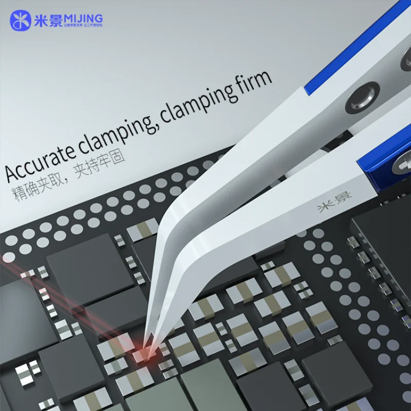 MIJING Anti-static Ceramic Tweezers for Mobile Phone Maintenance High Precision Straight Curved Tip Repair Clip Tools