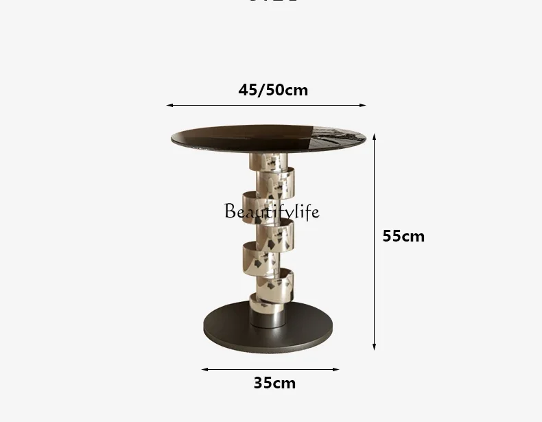 حافة أريكة زجاجية بسيطة من LXMedival، حافة من الفولاذ المقاوم للصدأ لغرفة المعيشة، فاخرة خفيفة وإحساس راقي #6