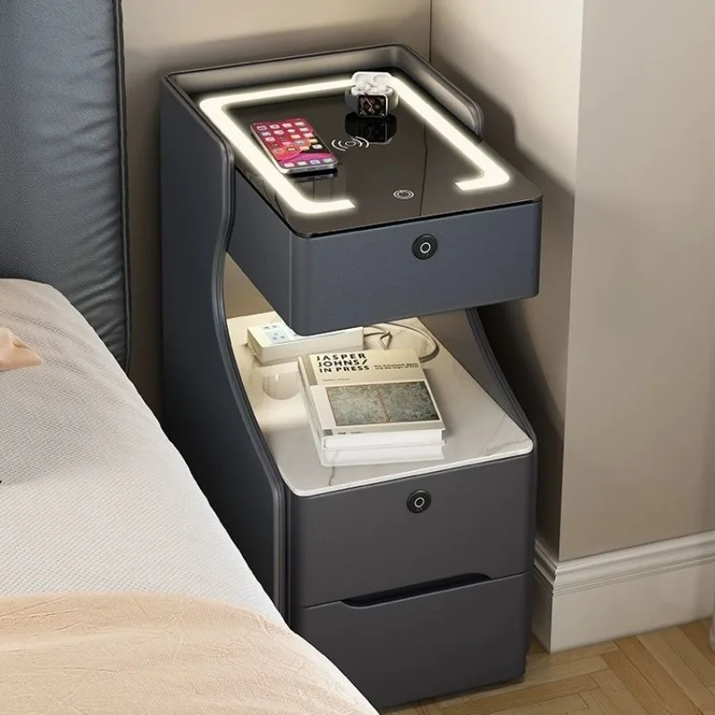 New crevice bedside table, cream wind mini small solid wood 30cm household bedroom bedside table super narrow