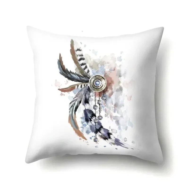 Indain Pillow Cushion Cover Feather Dreamcatcher Decoration Sofa Car Cushions Home Decor Pillowcase 45*45