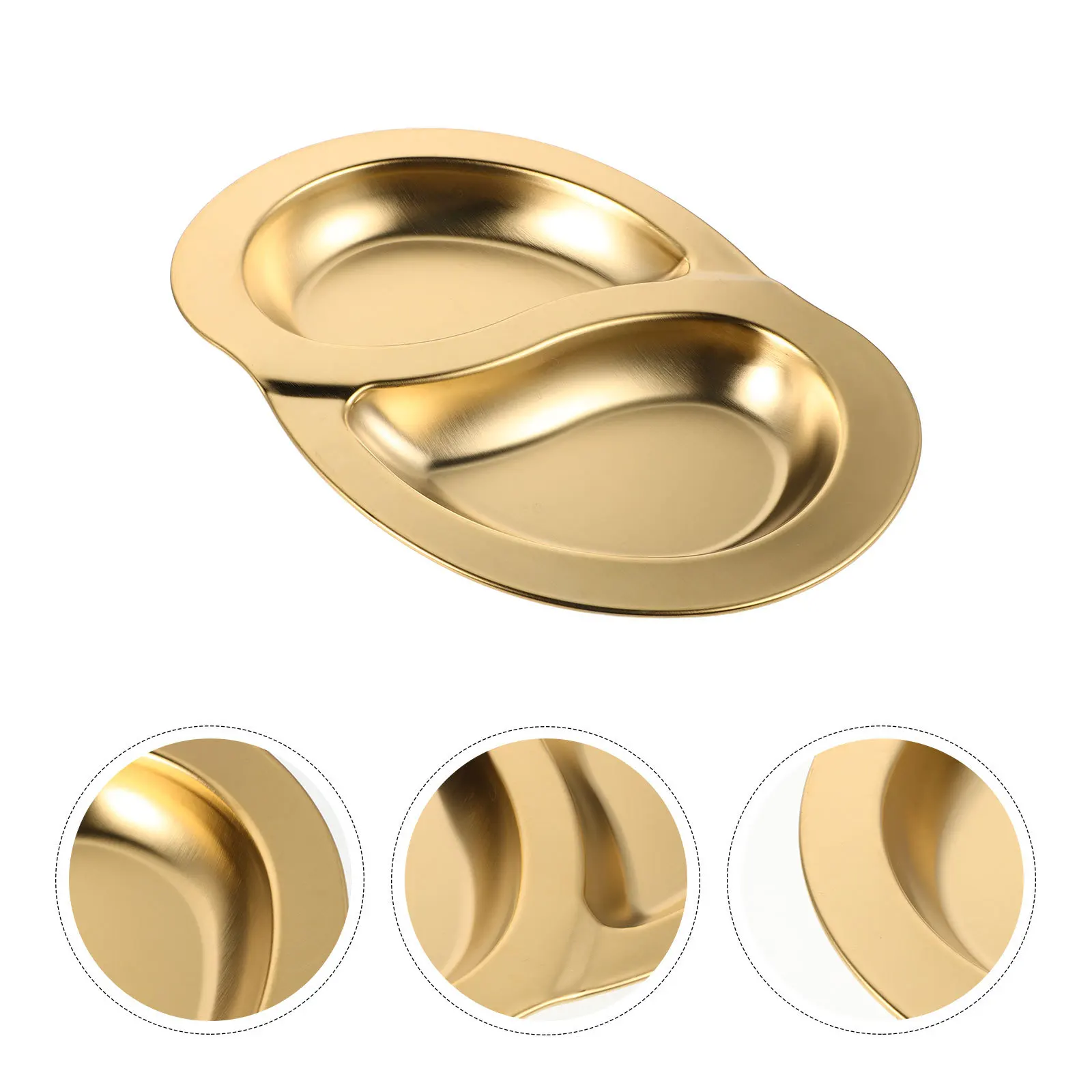 

Korean Stainless Steel Divided Dinner Tray Creative Double Compartment Snacks Meat Appetizers Serving Platter Restaurant Bbq