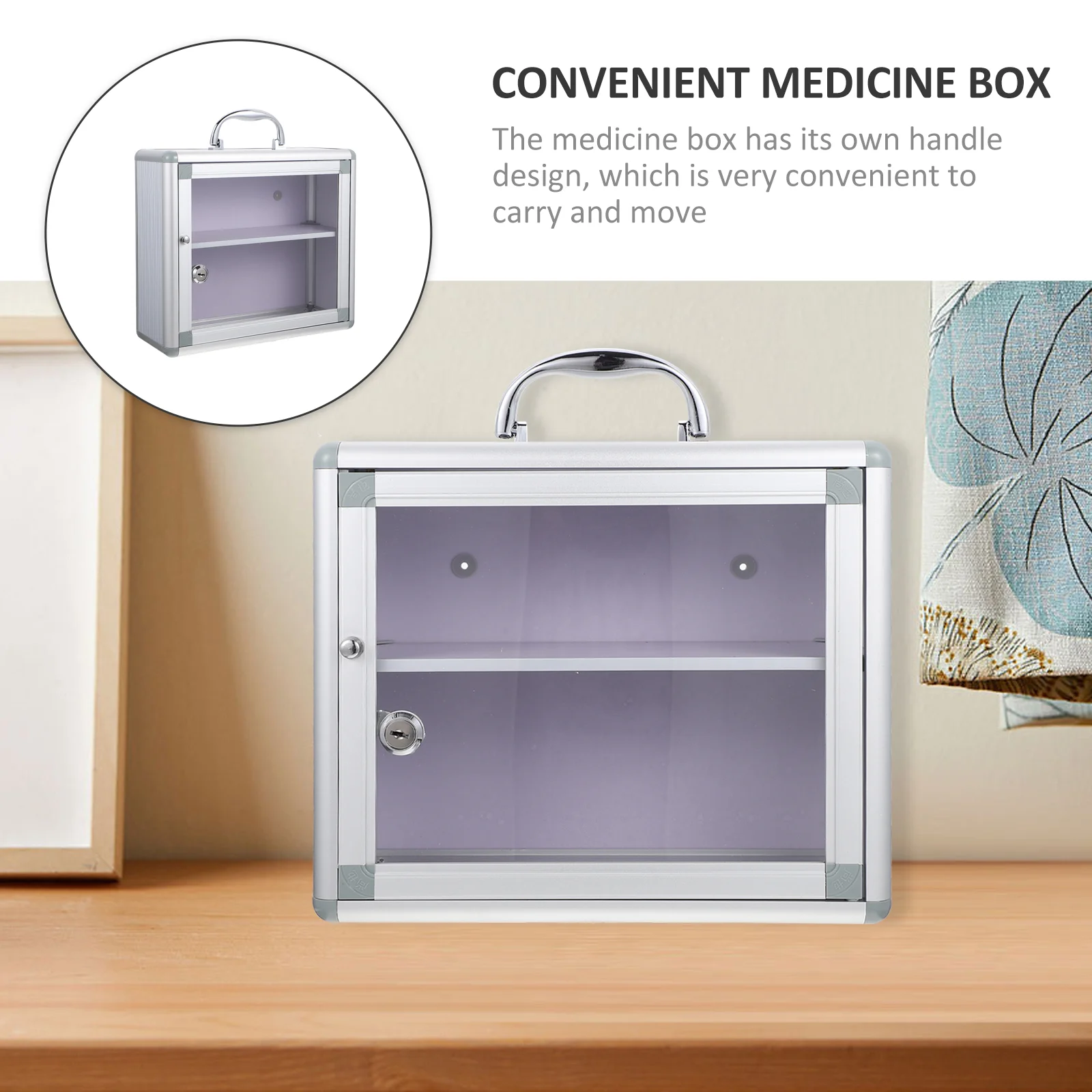 Multi-Layer Medicine Box with Lock Practical Visible Locking Case Car Community Wall Hanging Acrylic