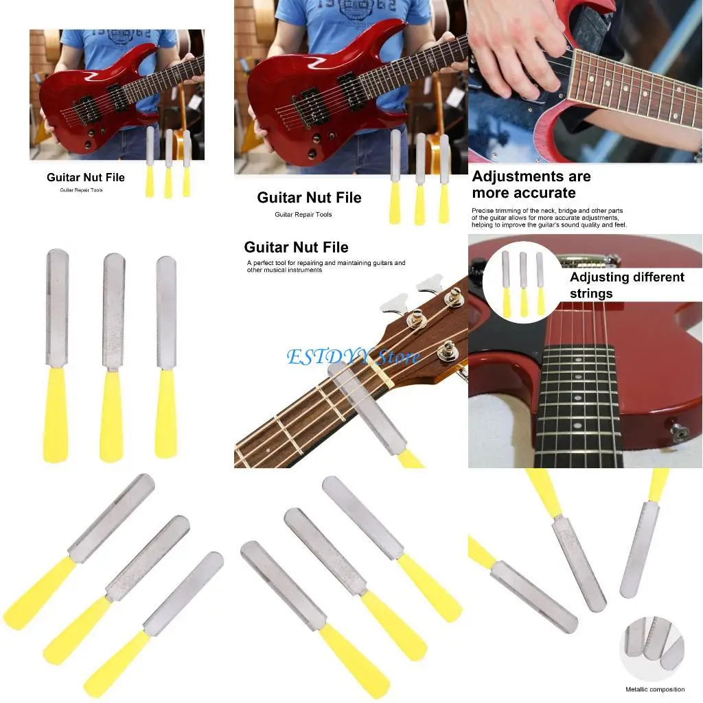 G6DE جيتار الجوز الملفات مزدوجة حافة الجوز الشق الملفات مجموعة الحنق تتويج الملفات Luthier أدوات لموسيقى الجاز باس مجموعة جيتار #1