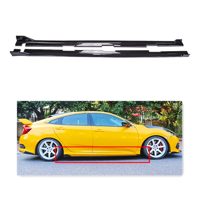 Automotive Parts Glossy Black Side Skirts For Honda CIVIC 2016-2020 Sport Side Skirts