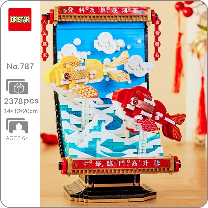 

Dr.star 787 Lucky Carp Fortune Fish Sea Wave Pet Animal Doll Picture Scroll Base Mini Diamond Blocks Bricks Building Toy No Box