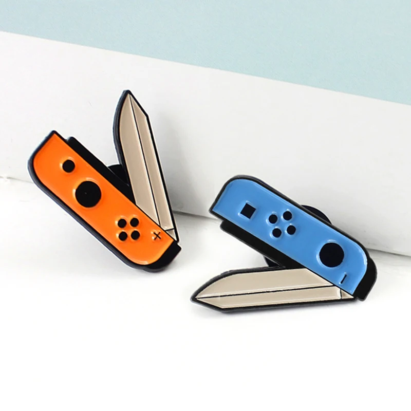 knife gamepad button shape Brooches Switch Nintendo Game handle small knife for Women Badge Jewelry Spille Enamel Pins fruit