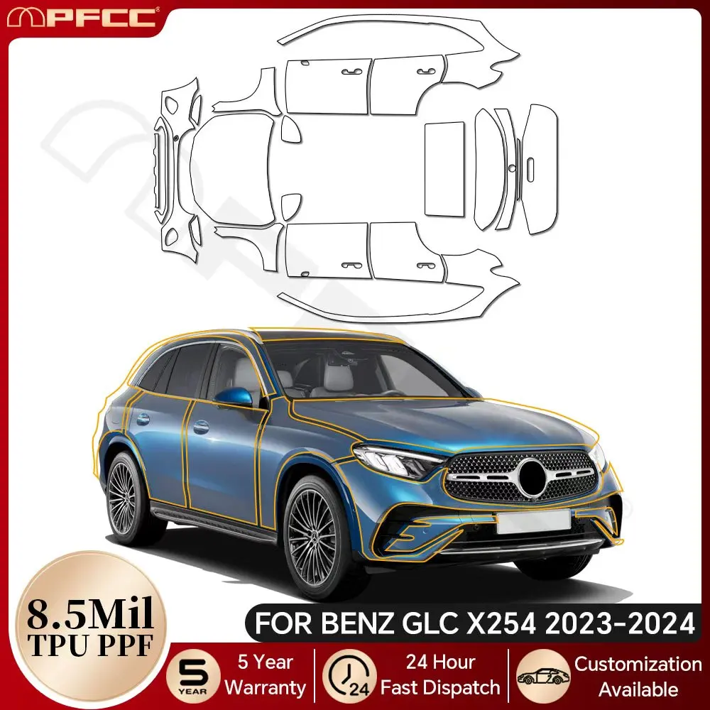 

For Mercedes Benz GLC X254 Luxury X254 Base 2023 2024 TPU Paint Protection Film Car Body Pre-cut Clear PPF Anti-scratch Cover