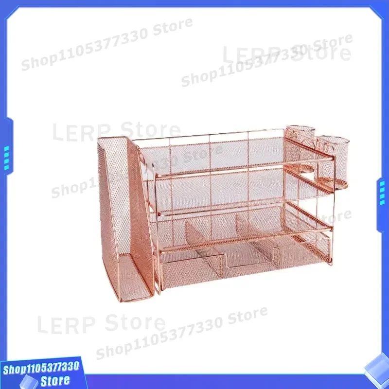 4 Tier Desktop File Organizer Rack Practical Office Paper Storage Holder for Desk Workspace Document and Stationery Sorting