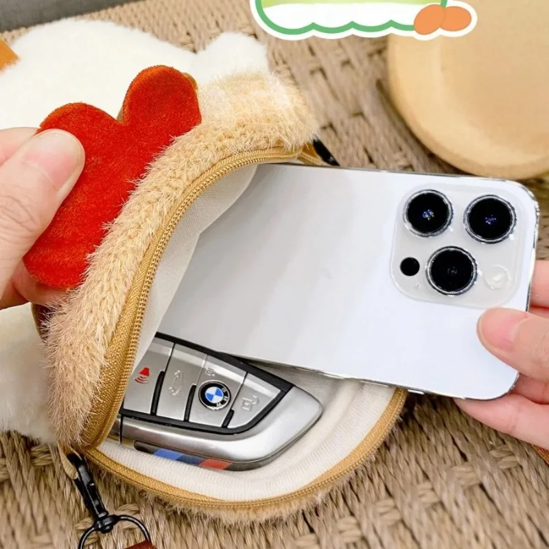 Bolso de hombro de gallina, bolso de felpa de pollo de piel, llavero con colgante de pollo divertido, bolso de muñeca para mujer, regalo de cumpleaños