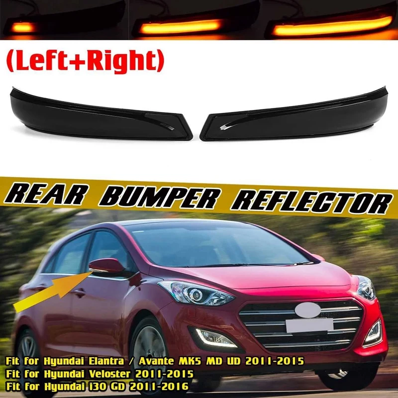 2 luzes indicadoras de seta dinâmicas led, luz de espelho lateral para hyundai elantra avante mk5 md ud 2011-15 veloster i30