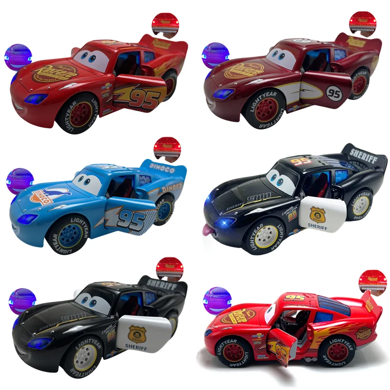 Cars Disney Pixar Cars Light Music Alloy Lightning McQueen Mater Sheriff Pullback Car Drive Racing Car Toys Kids Christmas Gift