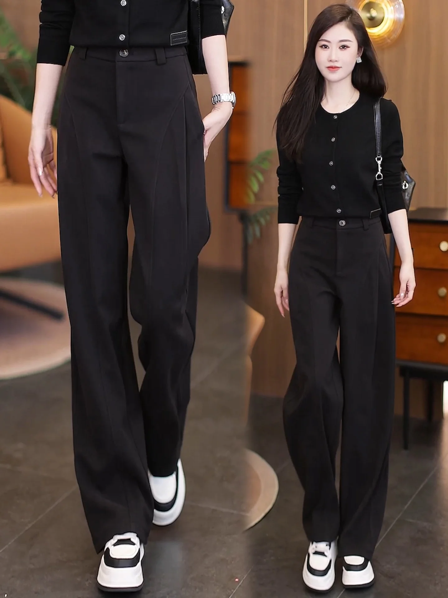 

High Waist Wide Leg Knife Pants Women's Autumn Winter New Style Casual Woolen Bellovi Pants Flattering Hip Concealing