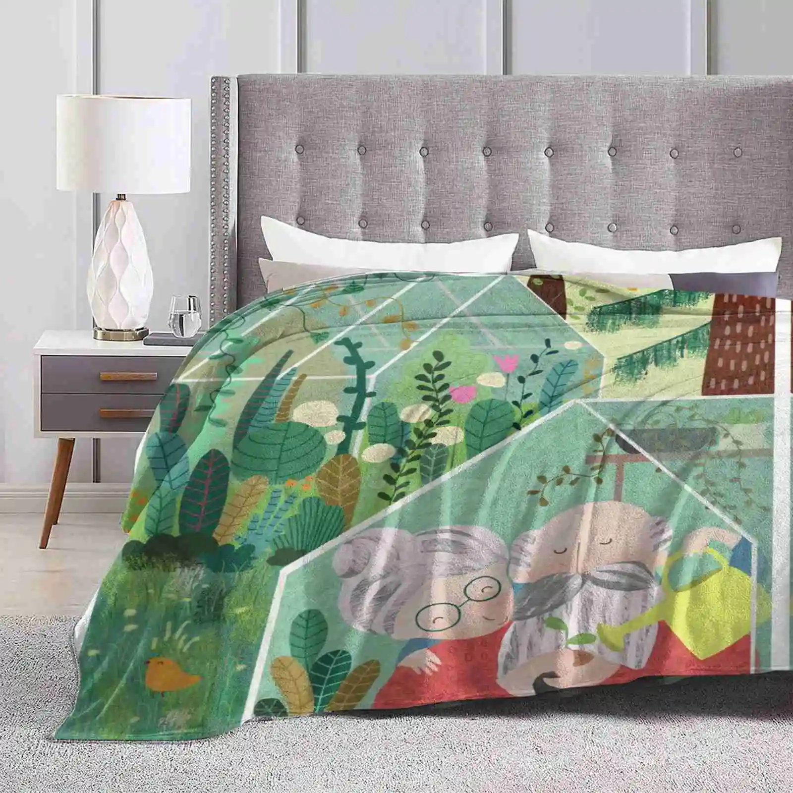 Grandpa'S Greenhouse New Print Novelty Fashion Soft Warm Blanket Nature Greenhouse Plants Gardening Wood Forest Grow Your Own