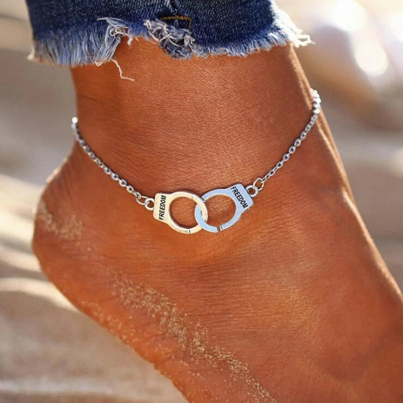 New Fashion Love Handcuff Anklets for Women Beach Boho Foot Chain Summer Anklet Bracelet Jewelry Accessories