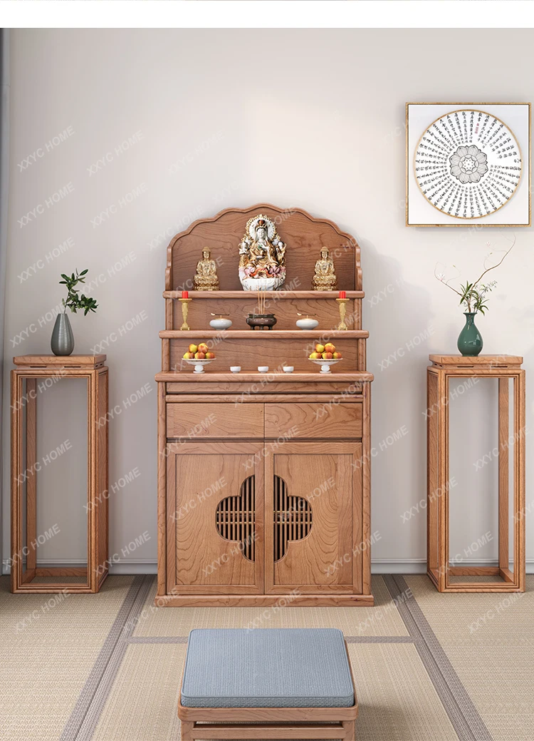 A sale Cherry Wood Solid Wood Table Incense Case Household Buddhist  Modern Buddhist Hall Buddha Table Ladder Gong Table