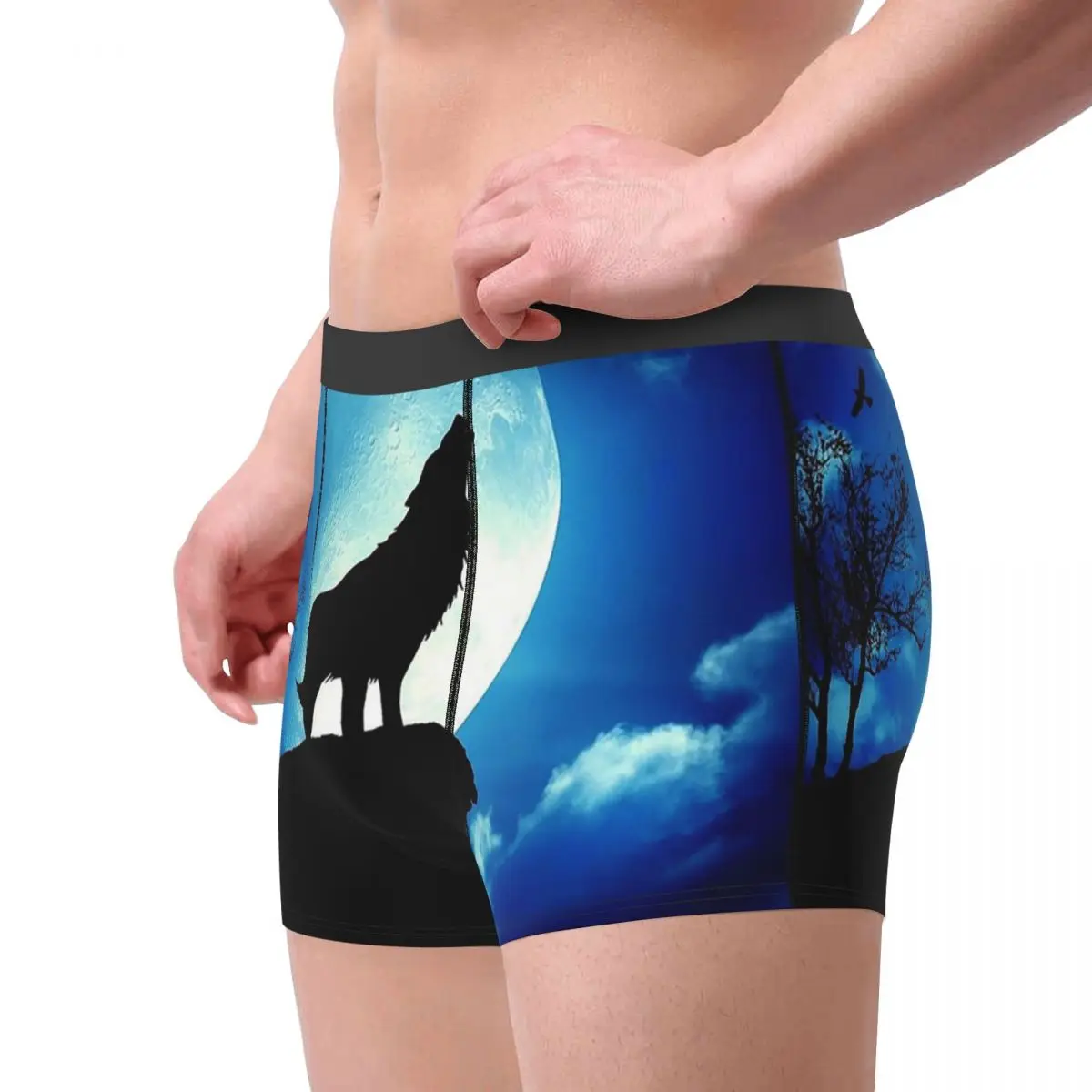 Bokserki Szorty Majtki z motywem wycierającego się wilka Bielizna męska Oddychająca bielizna dla mężczyzn Chłopak Prezent