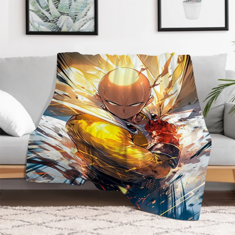 Double Bed Blankets for Decorative Sofa Blanket One Punch-man Anime Furry Winter Warm Throw & Throws Fluffy Soft Custom Fleece