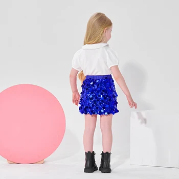 Girls Sequin Party Skirt 2 LOlanta Girls Sequin Skirt Sparkly Toddler Kids Mini Glitter Skirt Elastic Waist Party Pencil Skirt 3-11Years 2