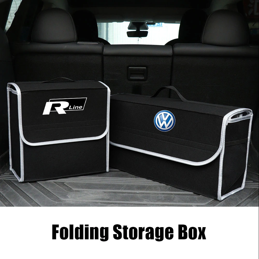 Folding Car Trunk Storage Box Large Capacity Auto Organizer for Volkswagen VW RLINE Beetle Tiguan Touran T-ROC Golf Passat Polo