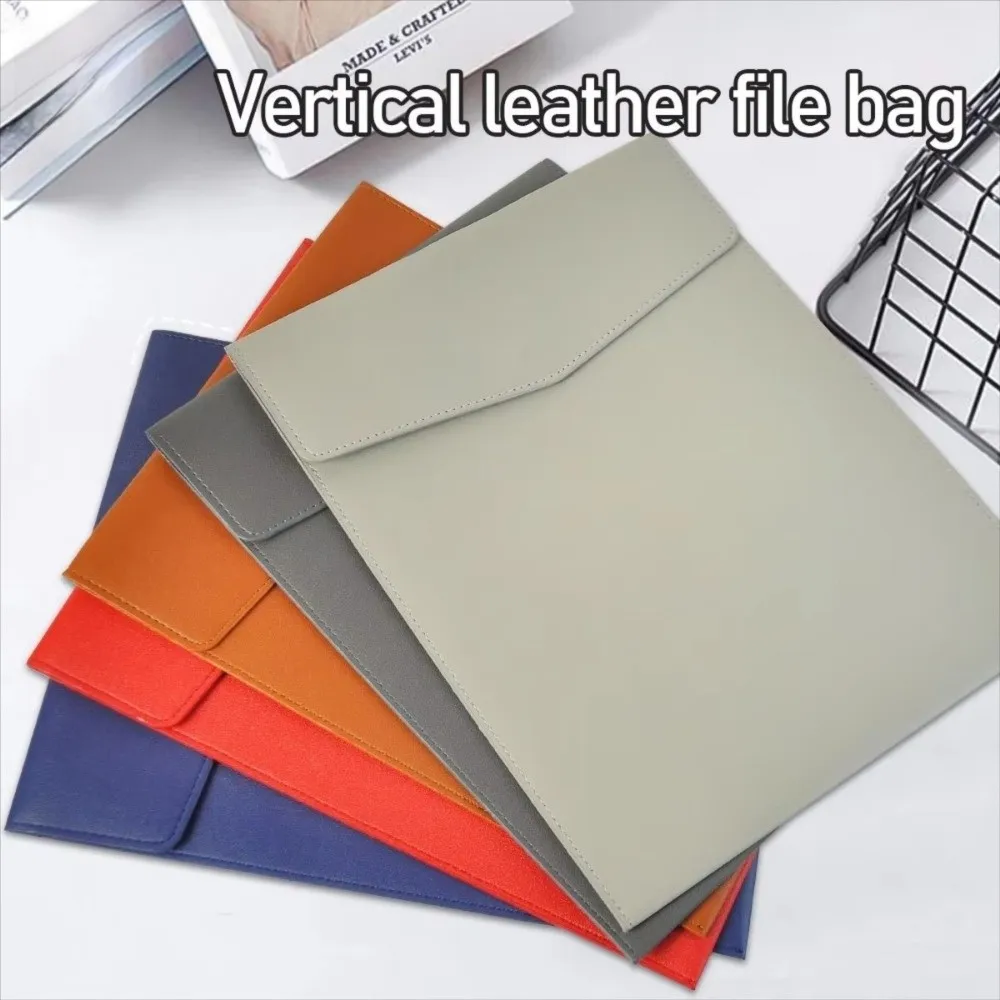 

Simple Vertical A4 File Bag PU Large Capacity Document Bag Business Waterproof Document Storage Bag Office Supplies