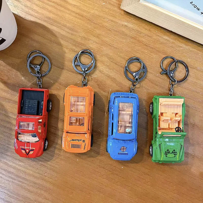 พวงกุญแจรถกระบะของเล่นโลหะผสมสุดสร้างสรรค์ ของขวัญสำหรับนักเรียนเด็กผู้ชาย รถของเล่นจำลองขนาดเล็กแบบดึงถอยหลัง