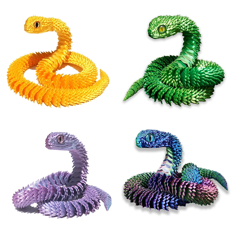 3D Printed Snake Dragon Rotatable Articulated Snake Joint Mobility Animal Simulation Model Office Desktop Ornament Home Decor