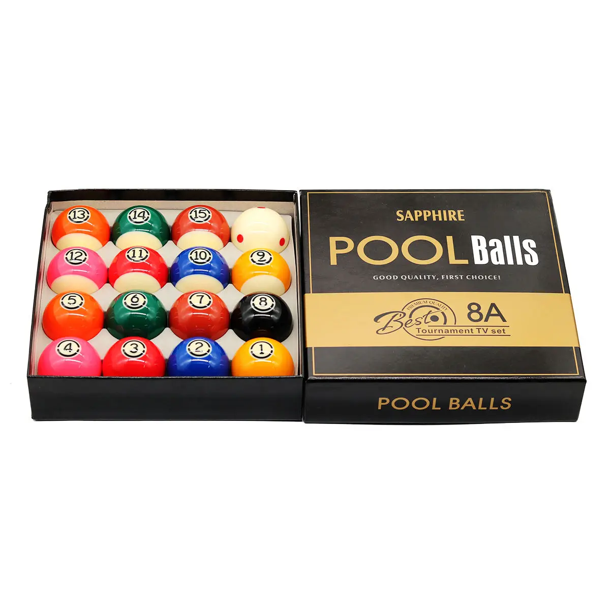 

8A Grade 16 Pieces Billiard Balls 57.2mm (2-1/4") Pool Table Balls for Game Rooms Clubs Bars Leisure Sports