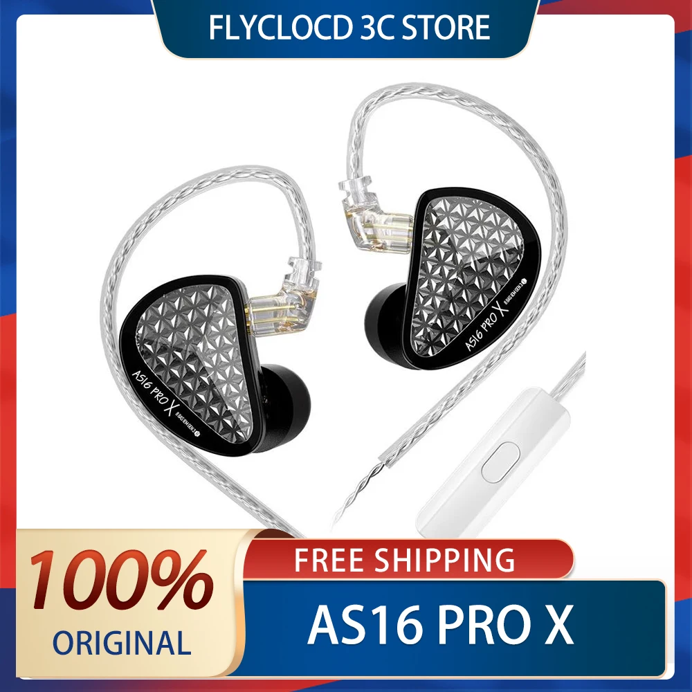 

KZ AS16 PRO X Wired In-ear Earphone 16BA Balanced Armature Headset Three-Channel Acoustic Duct Structure HiFi Headphone Custom