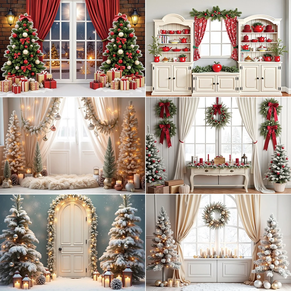 

MOON.QG 2025 Christmas Backdrop Photography 2024 New Year Photocall Background Xmas Tree Lights Party Photo Studio Accessories