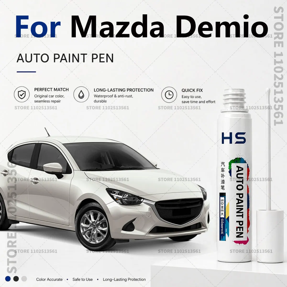 Touch Up Paint Pen – Quick Car Scratch Repair for Chips & Minor Scratches For Mazda Demio Crystal Blue White Black Red ORANGE
